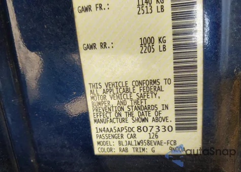 2013 Nissan Maxima 3.5 Sv z USA, uszkodzony, nr VIN 1N4AA5AP5DC807330